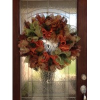Fall Deco Mesh Door Wreath " FREE SHIPPING "   112644764025